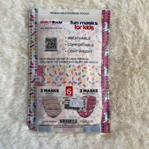 Unicorn Pattern Facial Masks Fabric and Disposable Pack Bundle Kid Size 5-12 - Picture 6 of 8